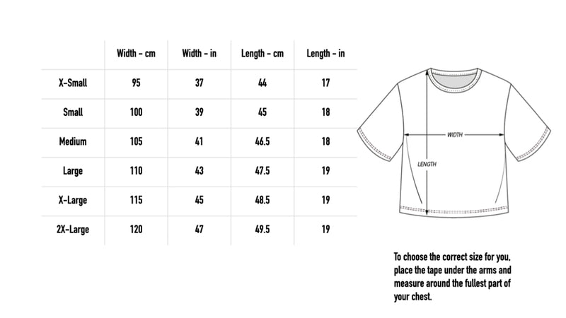 Size chart for Fallen Star Emblem Crop Tee - Black