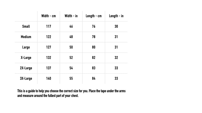 Size chart for Fallen Star Jacket - Black